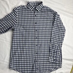 Johnnie‎ O Shirt Mens Large Blue Plaid Linen Blend Long Sleeve Button Up